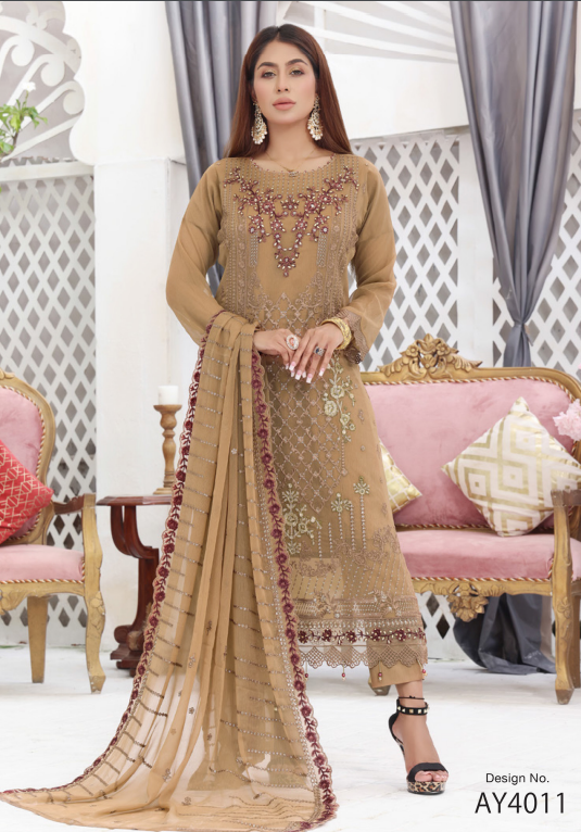 Aanzara Luxury Embroidered Chiffon Collection | AY-4011