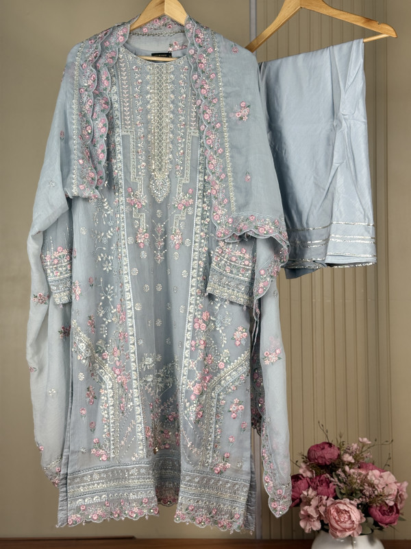SADA BAHAR AFS STITCHED 3PC | GREY
