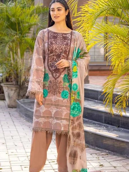 Charizma unstitched emb lawn suit with fancy voil dupatta CEL-12