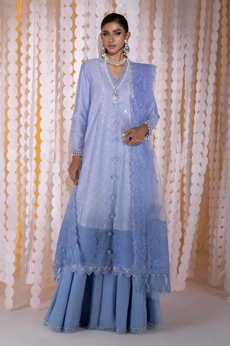 Sana Safinaz baby blue embroidered 3 pieccs available in Shelai