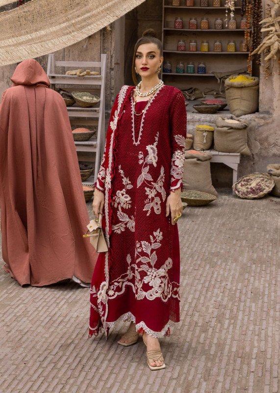Crimson Luxe Lawn Unstitched Exclusive Collection 2025 | ONE TRUE LOVE - D6A