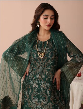 Noor's Zinnia Semi-Stitched Collection | GREEN