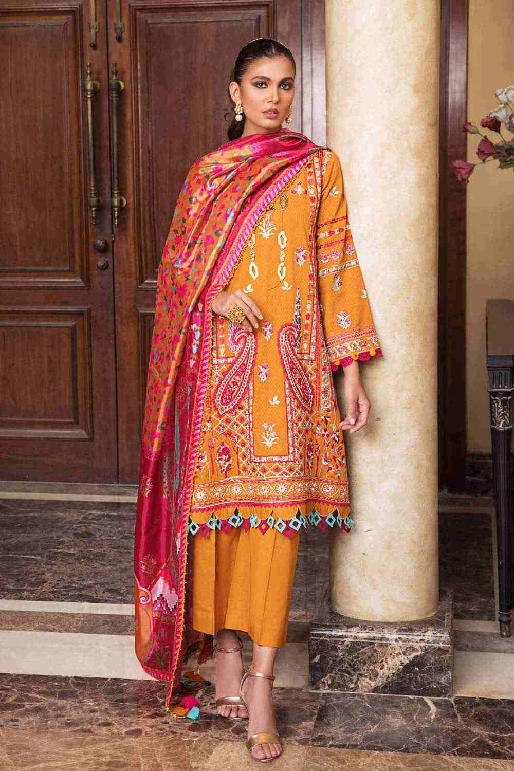 Gul Ahmed unstitched embroidered silk SSM-32003 3 piece at Shelai