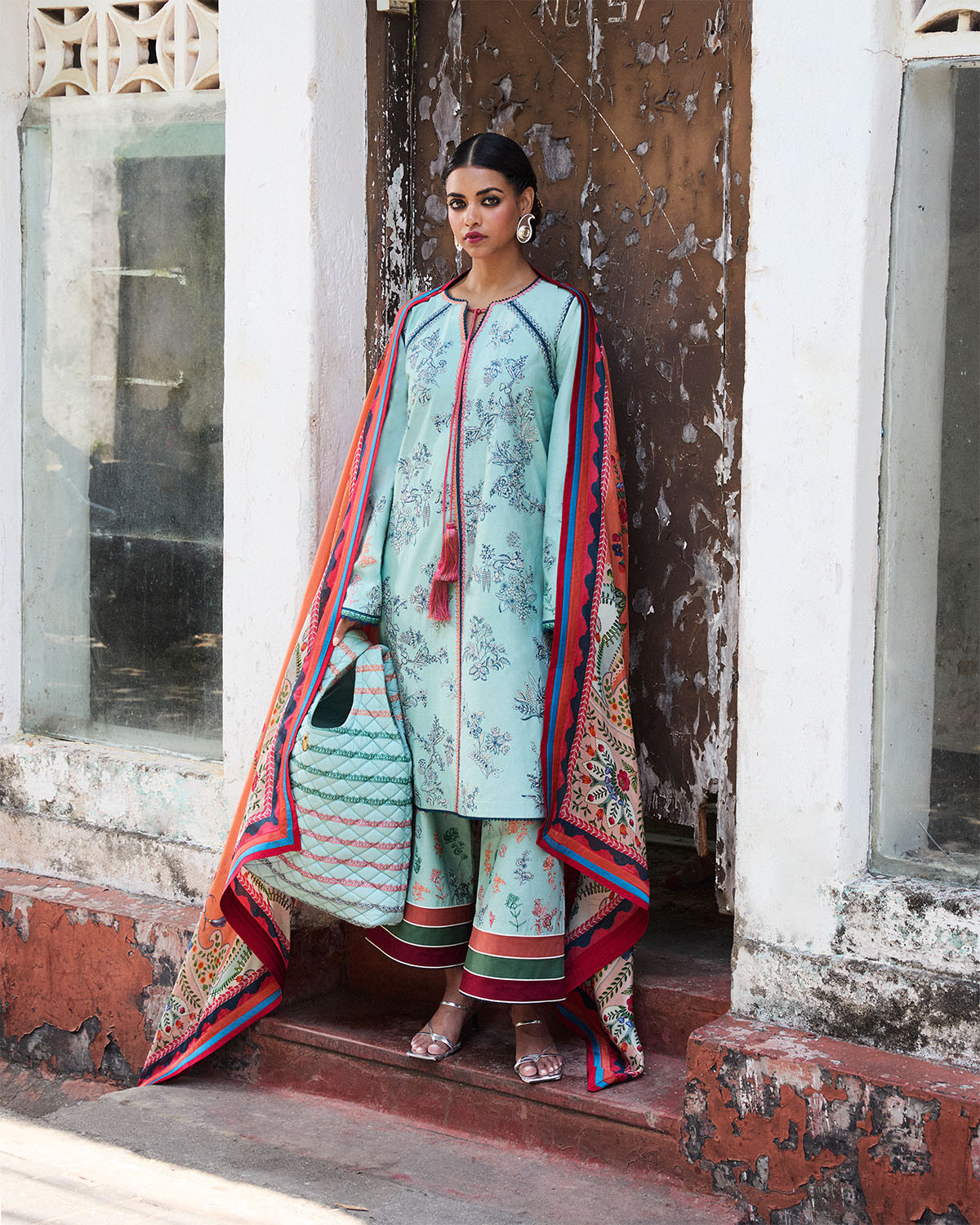Jugnu by Hussain Rehar Embroidered Lawn Unstitched 3Pc Suit D-06 | NEELUM