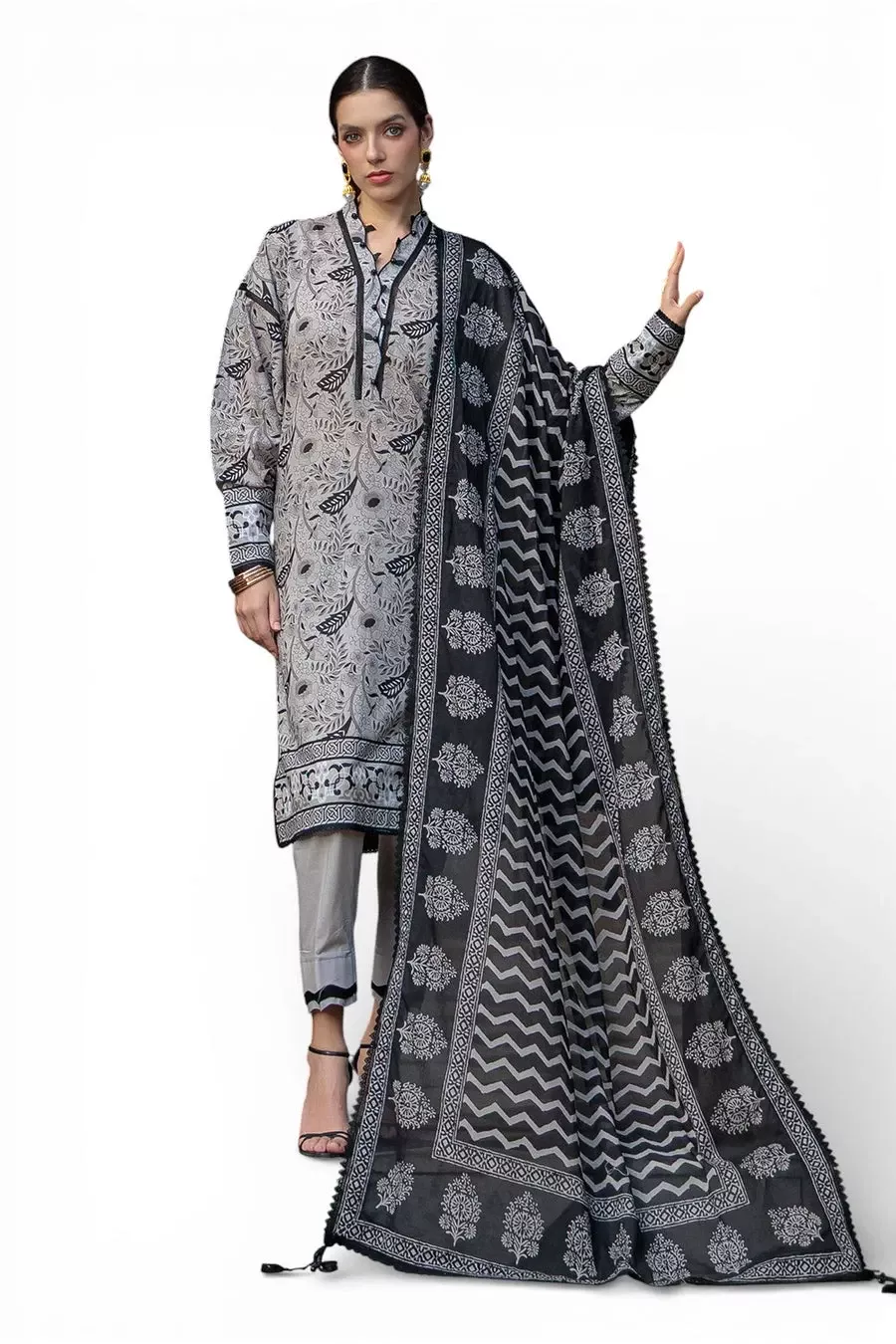 Gul Ahmed 3 Piece Embroidered Printed Lawn Suit | SHELAI26081630