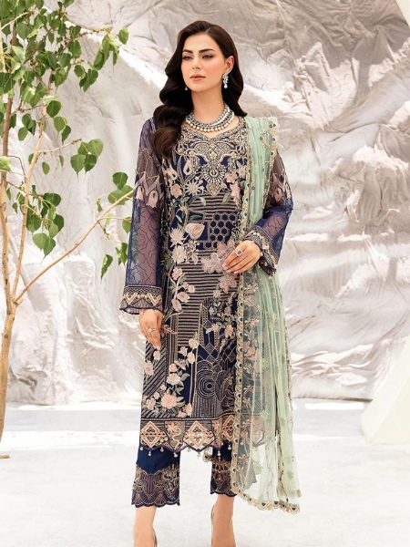 Minhal By Ramsha M-902 Embroidered Unstitched Dress collection 2023