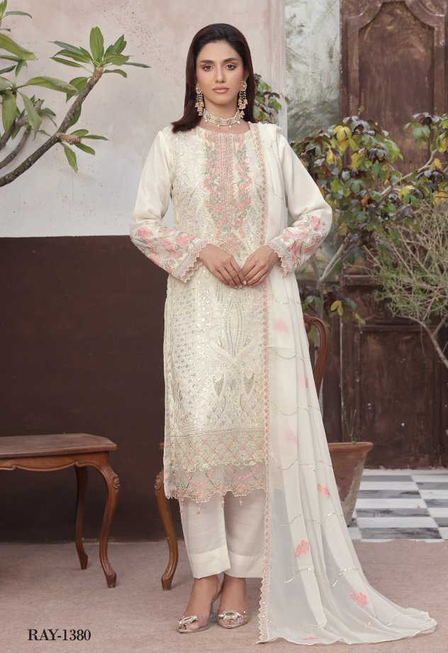 AMSAAL Luxury Chiffon Unstitched | RAY-1380