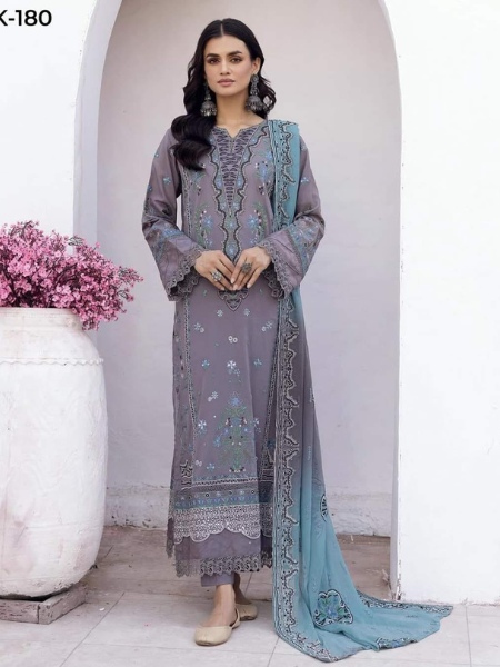 Khoobsurat k-180 Unstitched Embroidered Attractive Swiss Lawn Collection