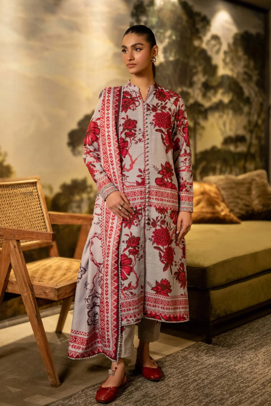 M.Basics 3 Pc Unstitched Printed Khaddar Suit | 03-A