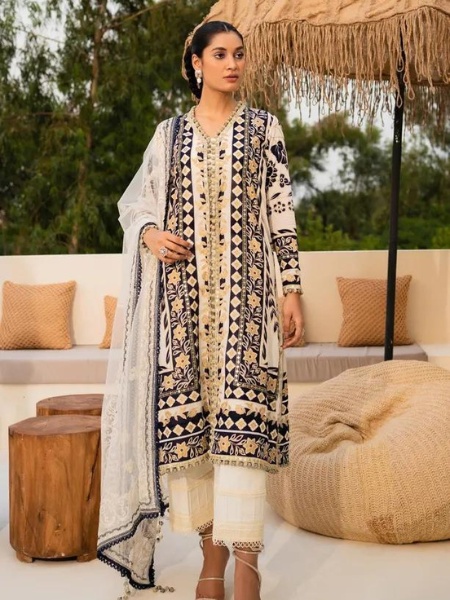 Sana Safinaz Muzlin M232-002B-CW Summer Volume-02 Collection 2023