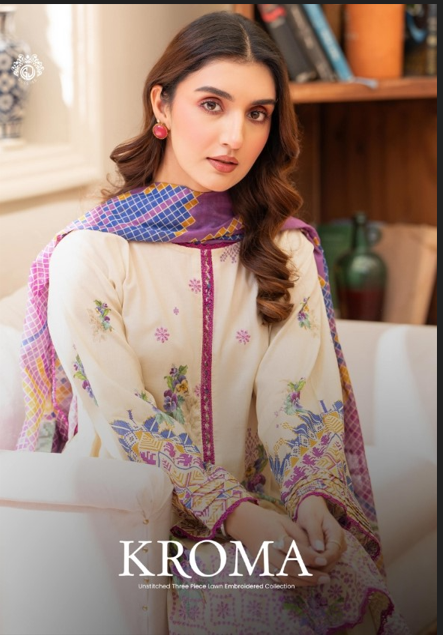 KROMA Unstitched 3 PC Lawn Embroidered Collection