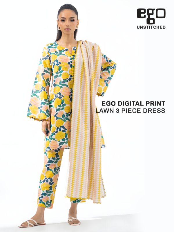 Ego Digital Print Lawn 3 Piece Dress