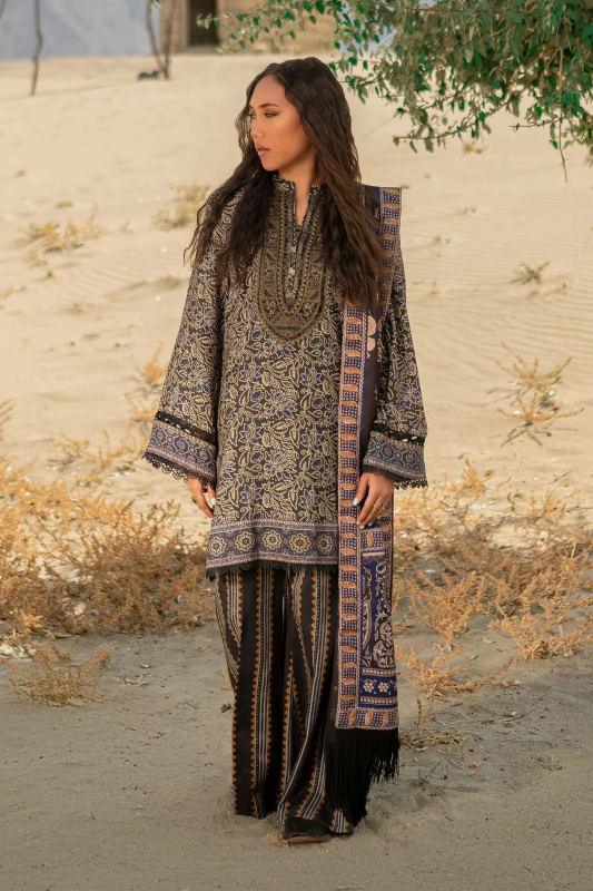 M.Basics 3 Pc Unstitched Printed Khaddar Suit | 11-A