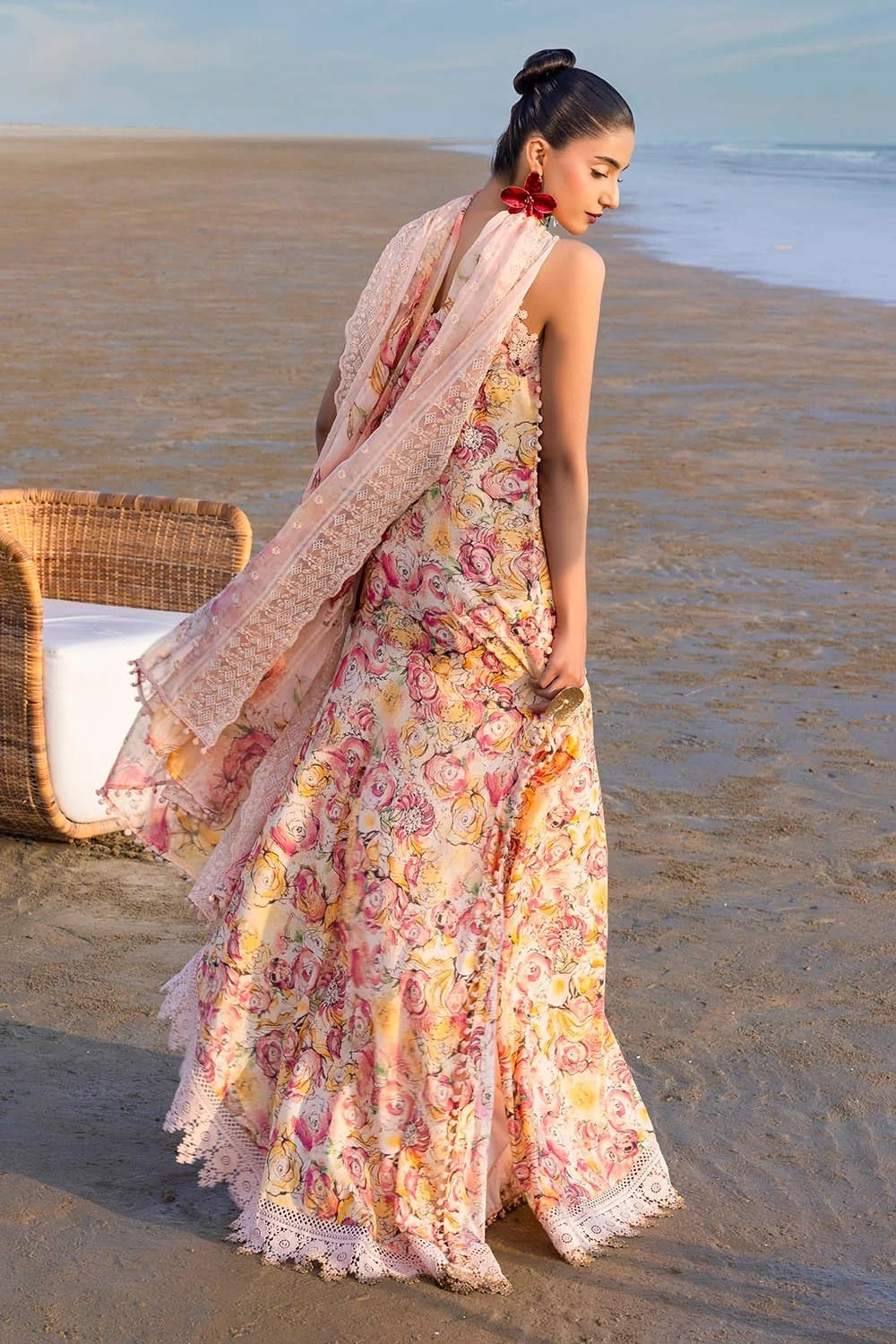 Gul Ahmed Unstitched Printed Lawn Suit with Embroidered Chiffon Dupatta | SHELAI18618