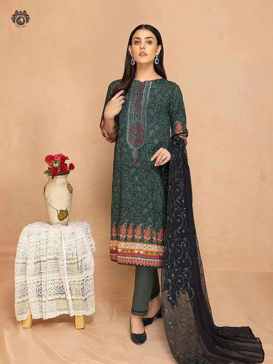 Tehzeeb sacramento green embroidered 3 pieces available in Shelai