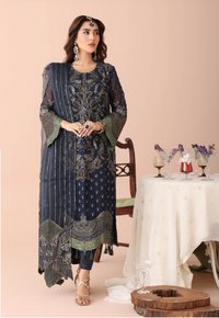 Noor's Zinnia Semi-Stitched Collection | BOTTLE GREEN