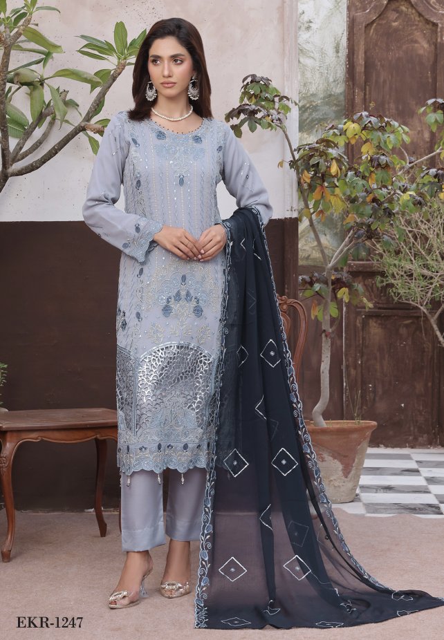 AMSAAL Luxury Chiffon Unstitched | EKR-1247
