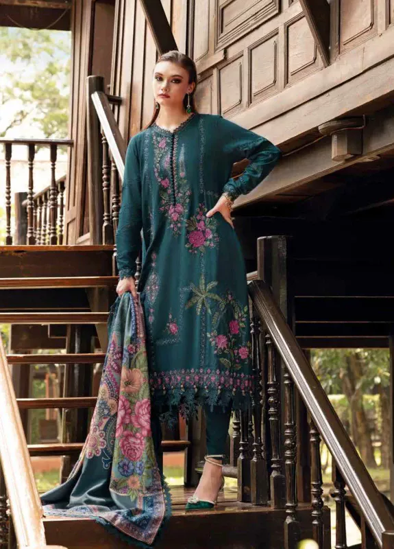M.Prints By Maria B Embroidered Linen 3 Piece Unstitched Suit MB25MPV28 MPT-2807B