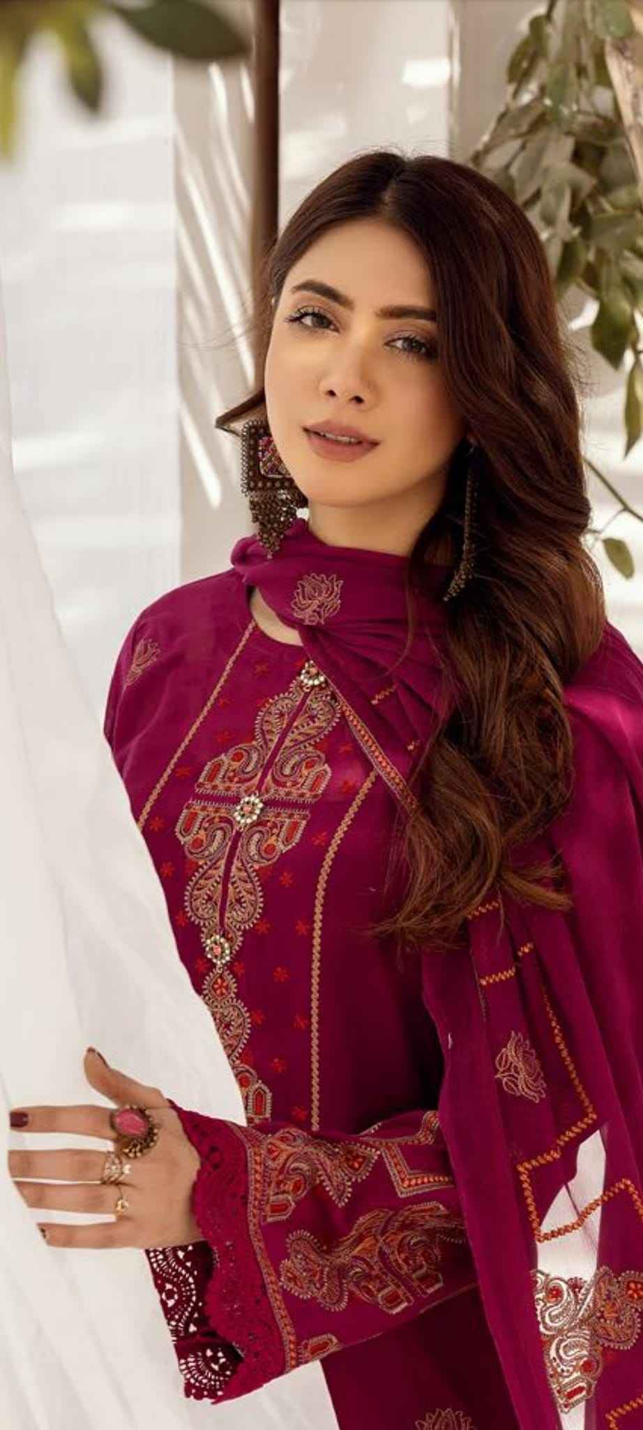 Aangan luxury swiss emb AS-01 3 pcs by Khoobsurat at Shelai