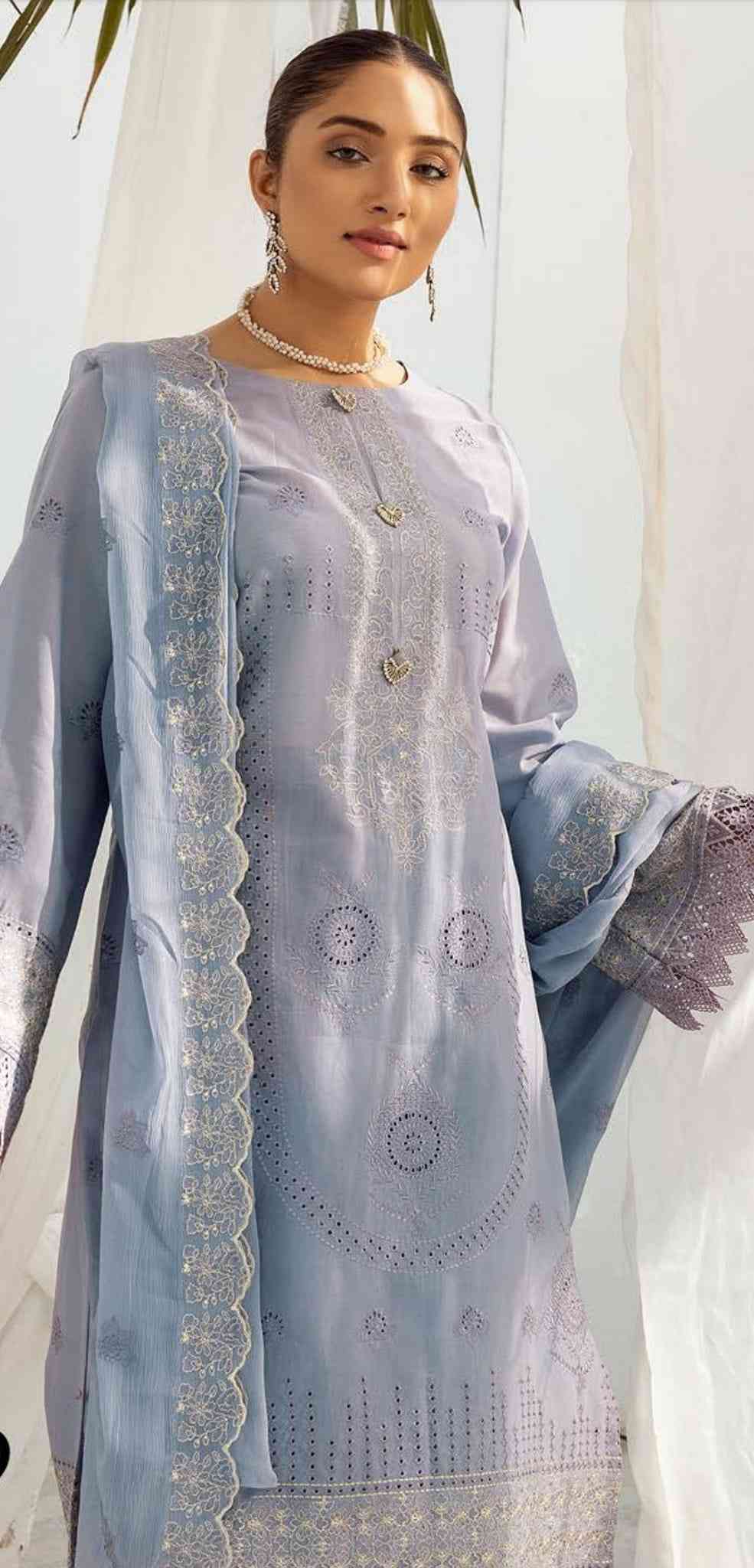 Aangan luxury swiss emb AS-09 3 pcs by Khoobsurat at Shelai