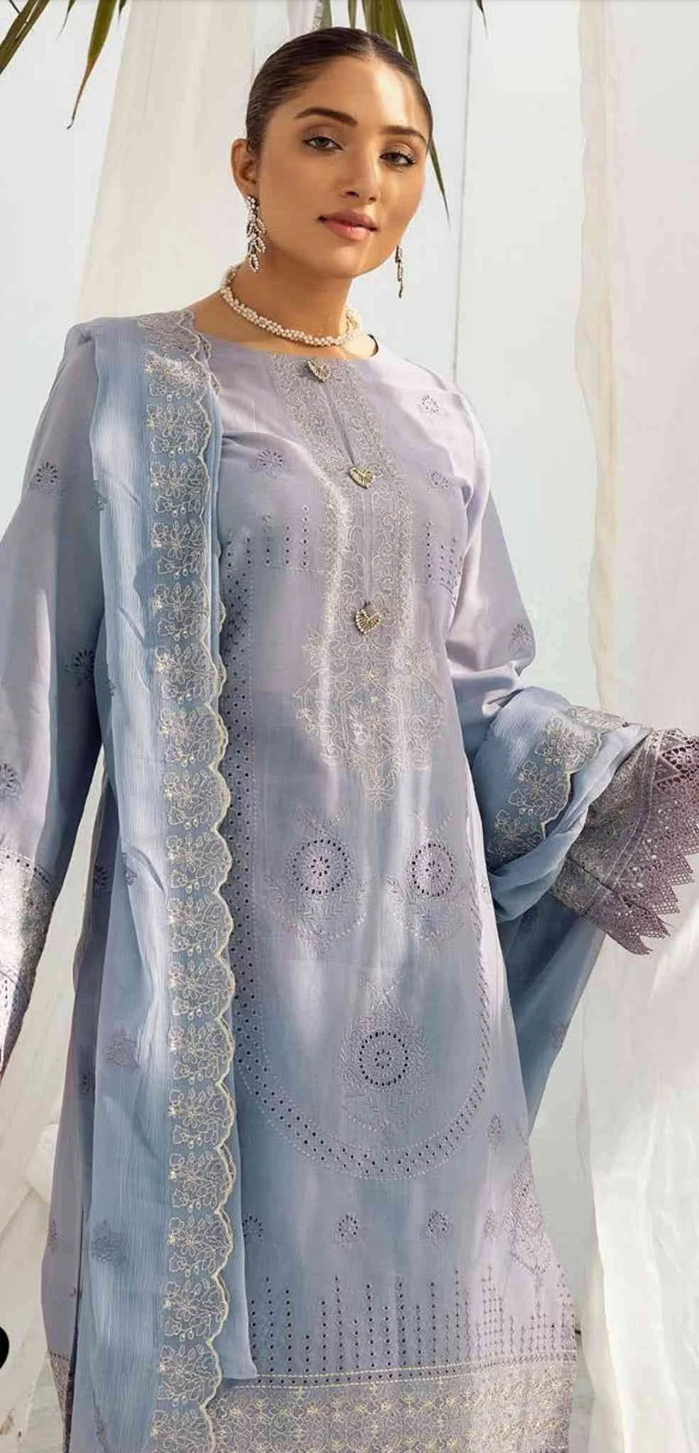 Aangan luxury swiss emb AS-09 3 pcs by Khoobsurat at Shelai