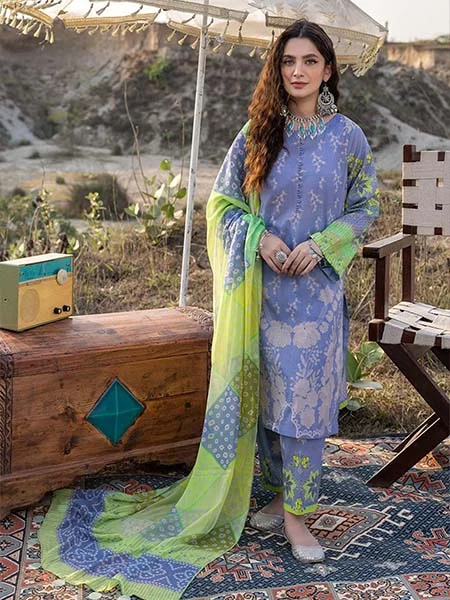 Charizma CP-35 Unstitched Printed Chunri Suit & Chiffon Dupatta