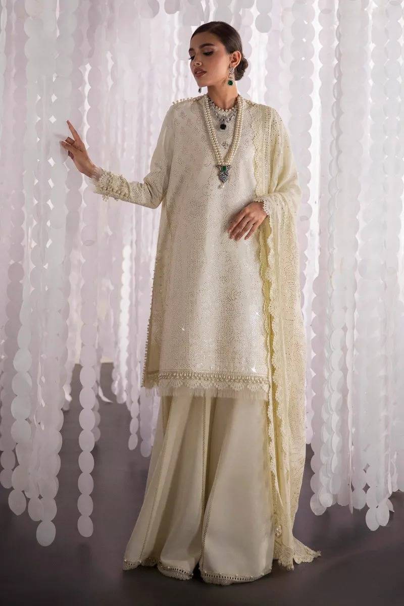 Sana Safinaz gold cream embroidered 3pc available in Shelai