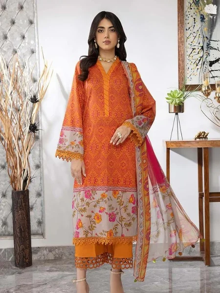 Charizma CP23-44 Unstitched Digital Printed Lawn With Chiffon Dupatta