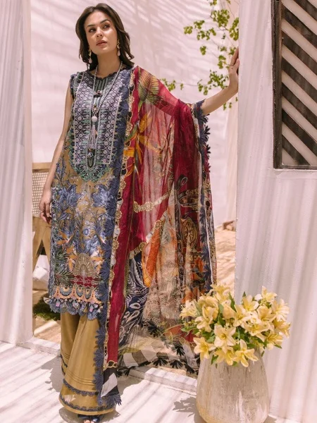 Jade Biss II-20173 B Unstitched Digital Printed Lawn Shirt with Bamber Chiffon Dupatta