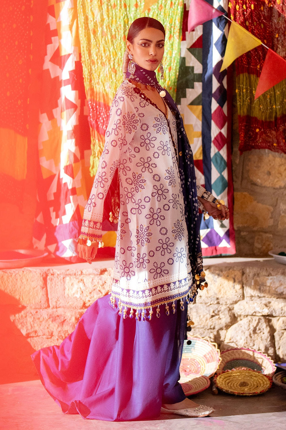 3 Piece Unstitched Gold Lacquer Printed Lawn Suit CL-52411 B