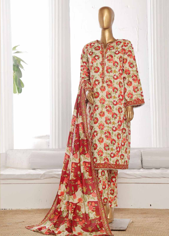 Bin Saeed Stitched 3 Piece Exclusive Printed Cotton Collection |  WCP-0050