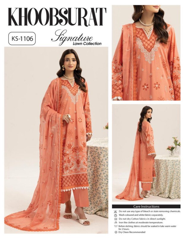 Khoobsurat Singnature Lawn Unstitched 3piece | KS-1106