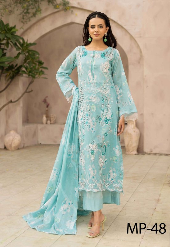 Nur Embroidered and Printed Lawn Collection | MP- 48