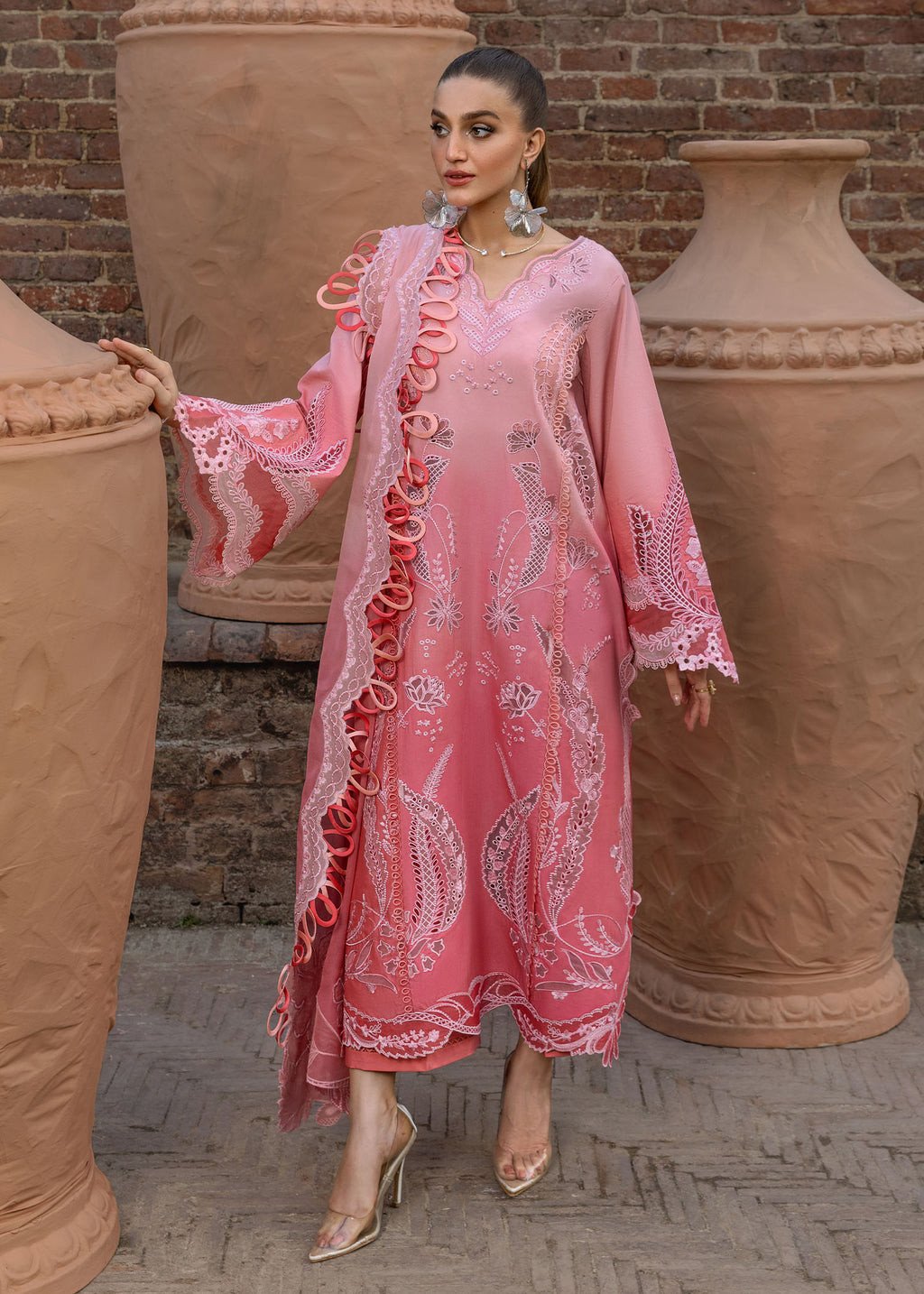 Crimson Luxe Lawn Unstitched Exclusive Collection 2025 | ALL THINGS OMBRE - D1B