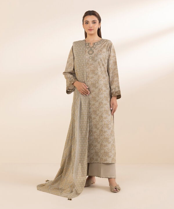 Sapphire 3 Piece - Embroidered Lawn Suit | U3PEDY25V024