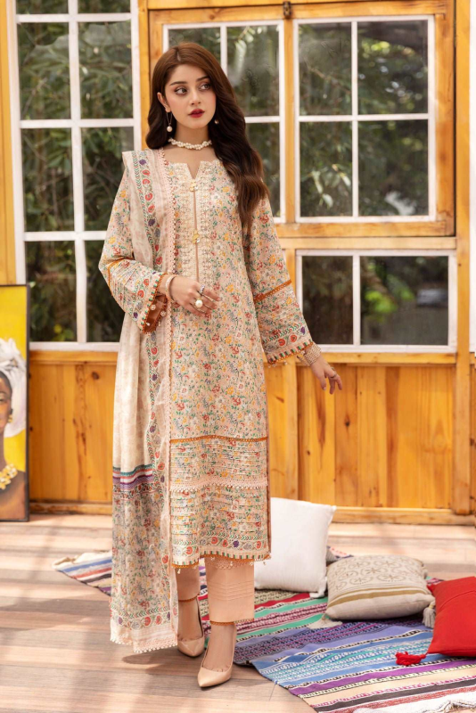 Festive Lawn VOL-01 Heavy EMB. Unstitched 3pcs | NE-08