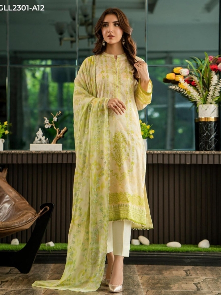 LALEH by GULLJEE GLL-2301-A12 UNSTITCHED EMBROIDERED 3-PIECE COLLECTION
