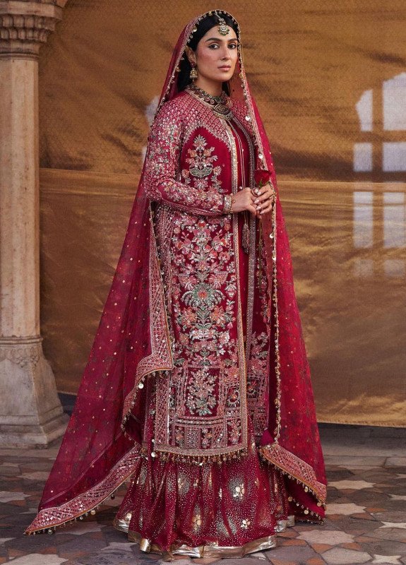 Hussain Rehar Embroidered Organza Suits Unstitched 3 Piece Gulal  Luxury Collection | SHELAI8385
