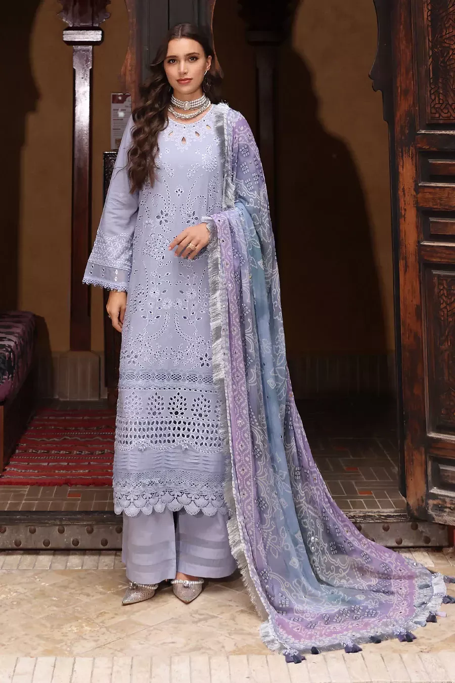 NUREH Bazar Embroidered Chikankari Lawn Shirt NE - 108