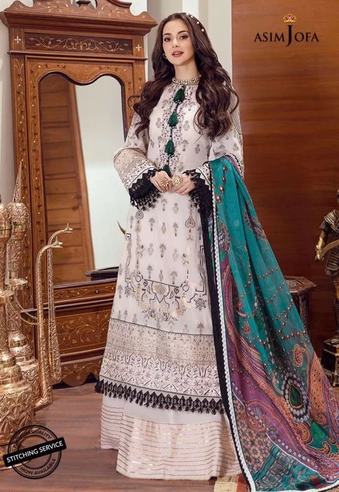 Asim Jofa white embroidered Luxury Lawn 3pc available in Shelai