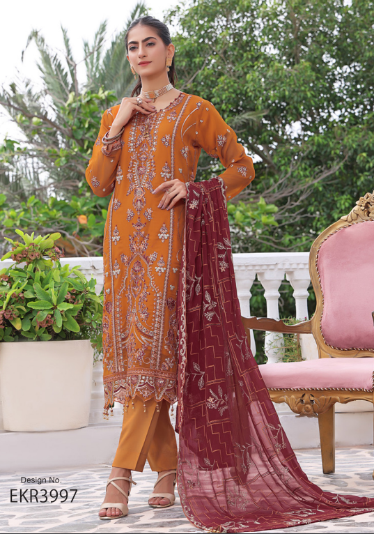 Aanzara Luxury Embroidered Chiffon Collection | EKR-3997