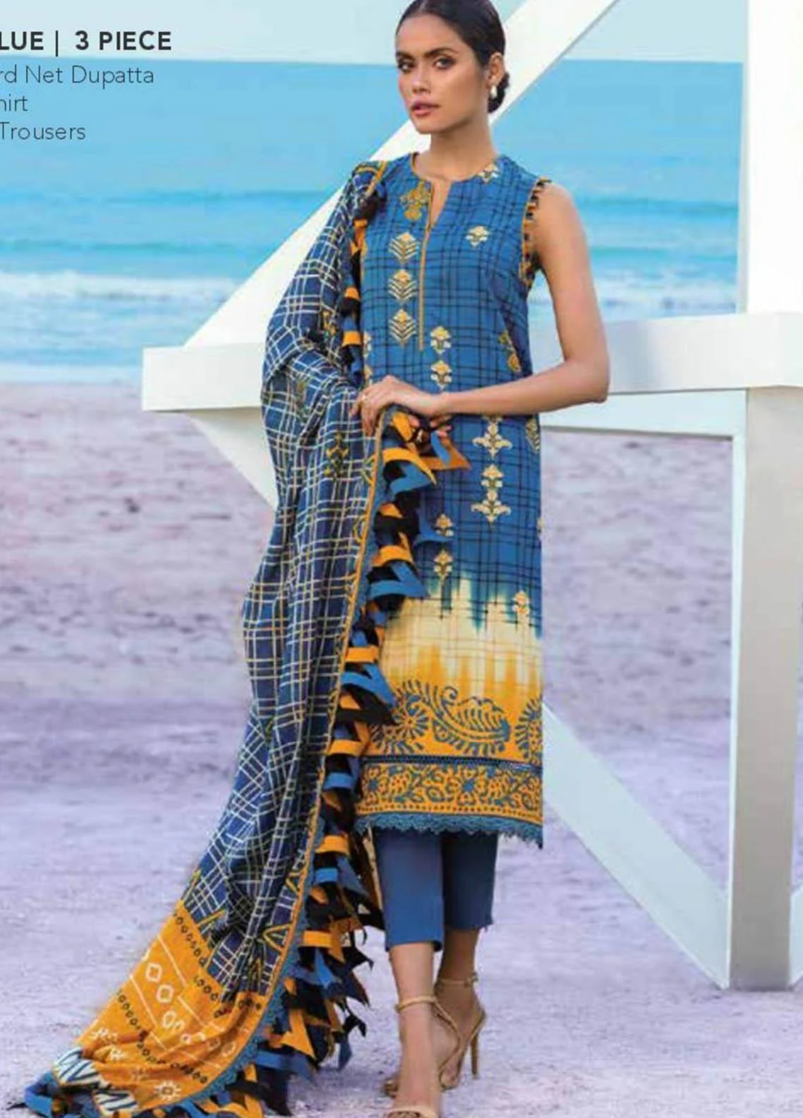 Alkaram Studio blue 3 pieces available in Shelai SS-18.1-21