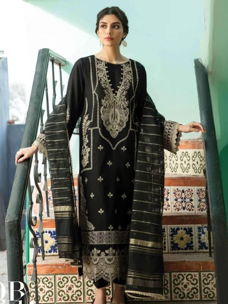 Qalamkar Qline QLM22S QB-14 Felice Embroidered Lawn Suits Unstitched 3 Piece - Summer Collection