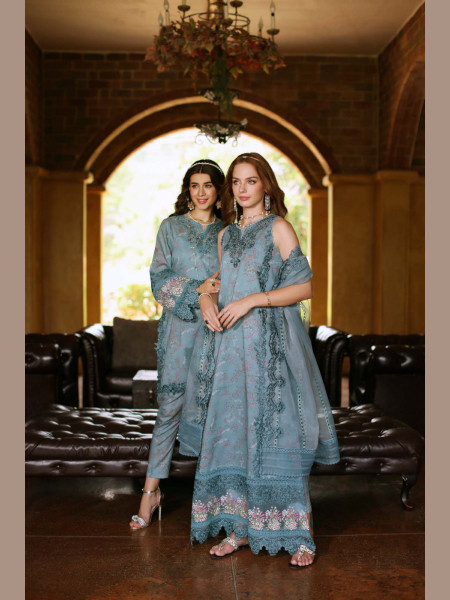 NOOR BY SAADIA ASAD D2 LUXE PRINTKARI ''24 UNSTICHED LAWN COLLECTION