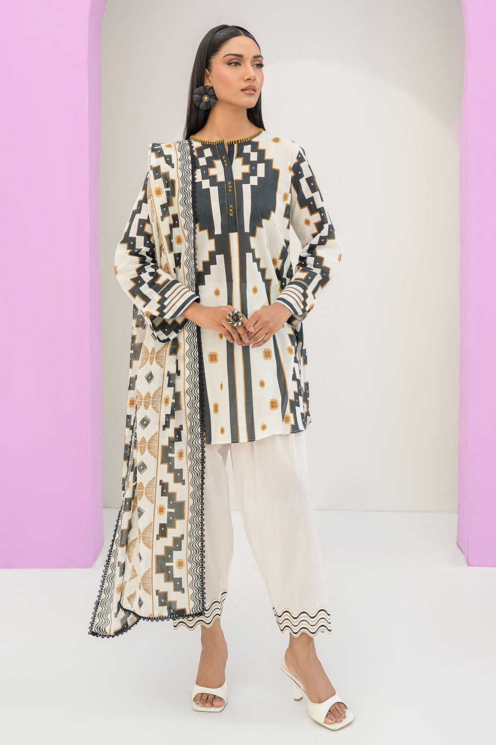 Gul Ahmed 3 Piece Embroidered Printed Lawn Suit | SHELAI26081660