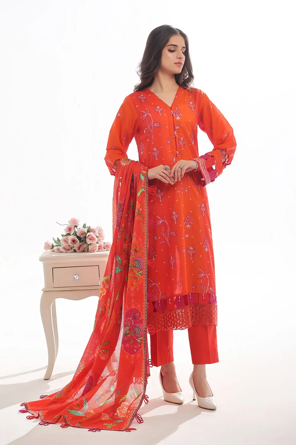 3 Piece Unstitched Embroidered Lawn Suit | DN-42048