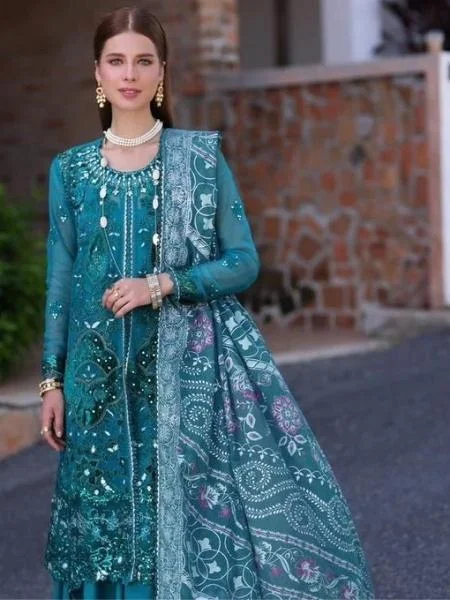 Noor D-08 ZARISH Chiffon Handwork Schiffli Laserkari’23 Collection