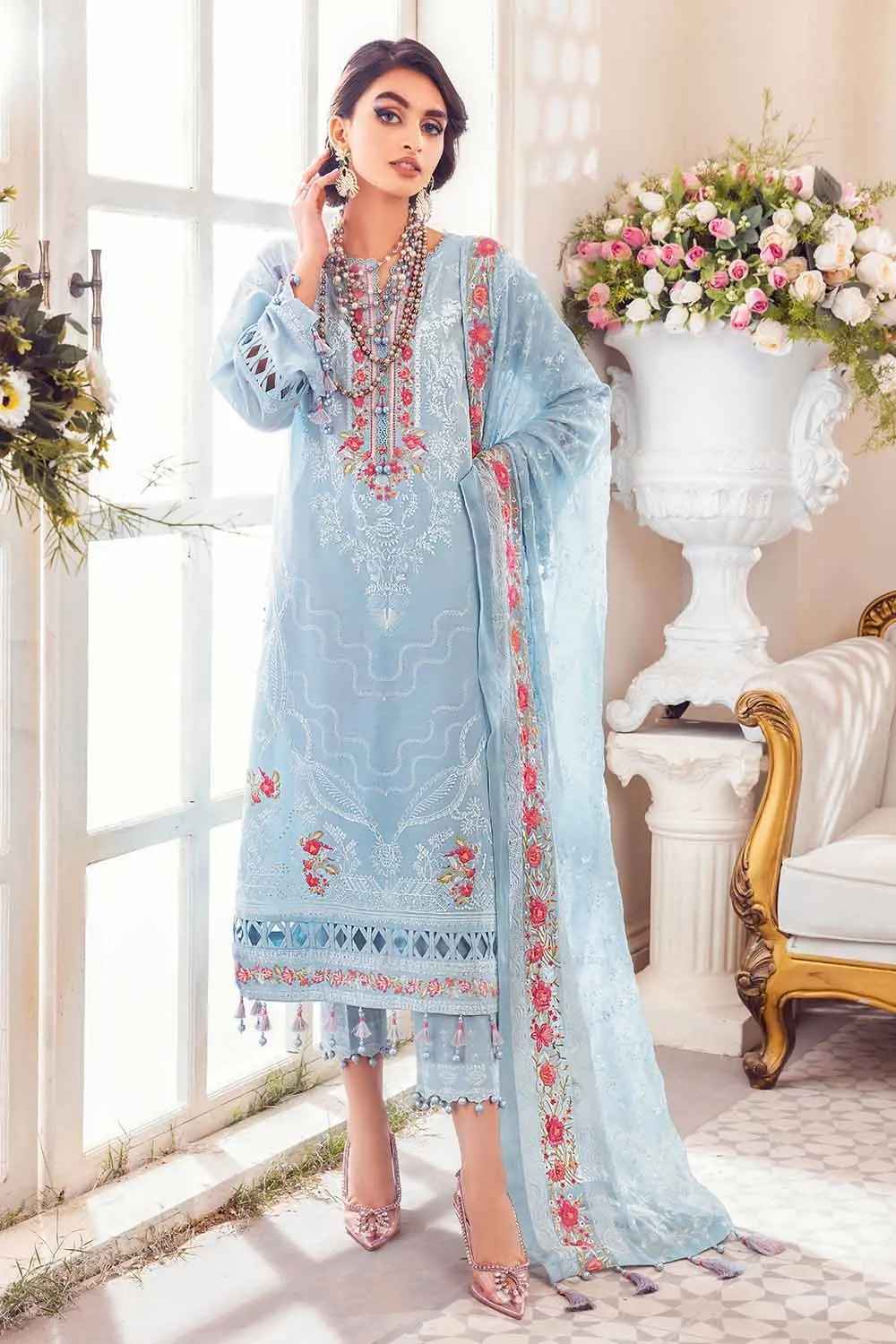 Gul ahmed embroidered chiffon suits PM-32027 unstitched 3 piece