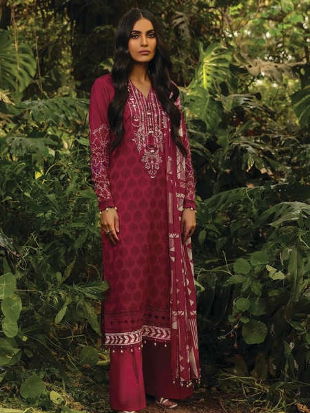 Alkaram Studio SFLR-32-23-Red 3 Pc Printed Lawn Suit With Lawn Dupatta