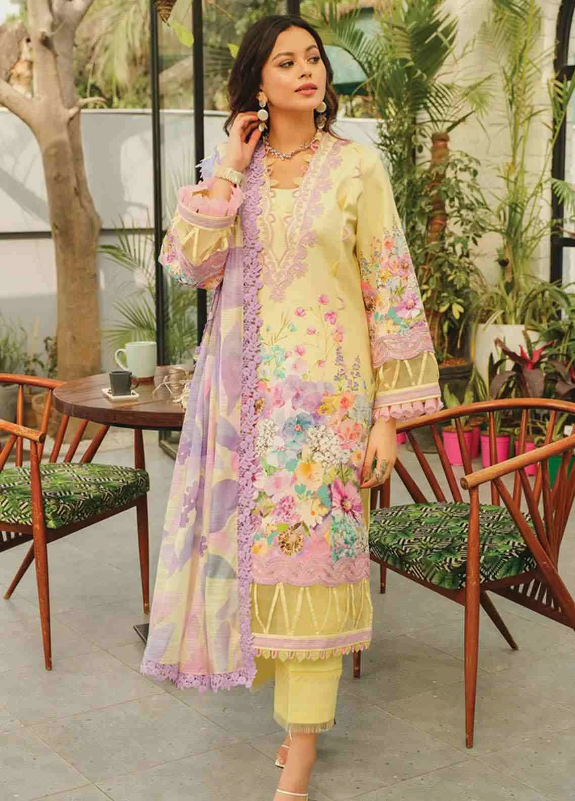 Rang Rasiya Lifestyle Lawn CORAL D-2 three piece at Shelai